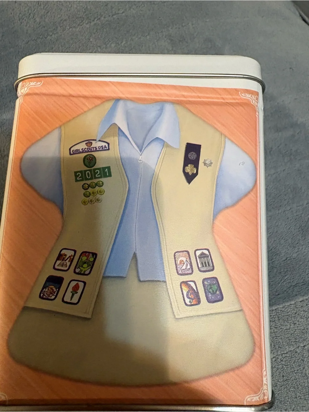 Girl Scout Gold Metal Decorative Square tin